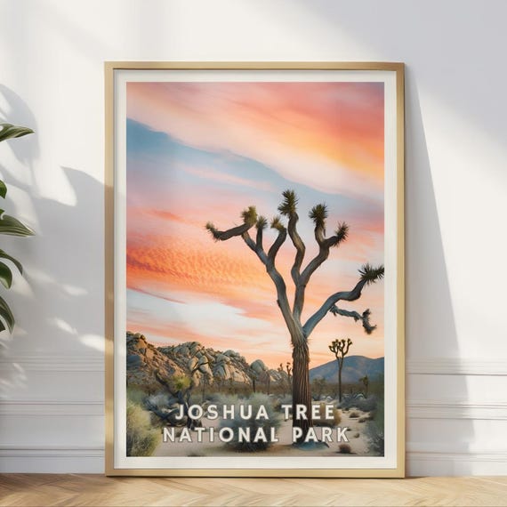 Joshua Tree National Park Poster California Desert Wall Art Southwest Landscape Print Sunset Sky Decor Usa Nature Travel Adventure Gift