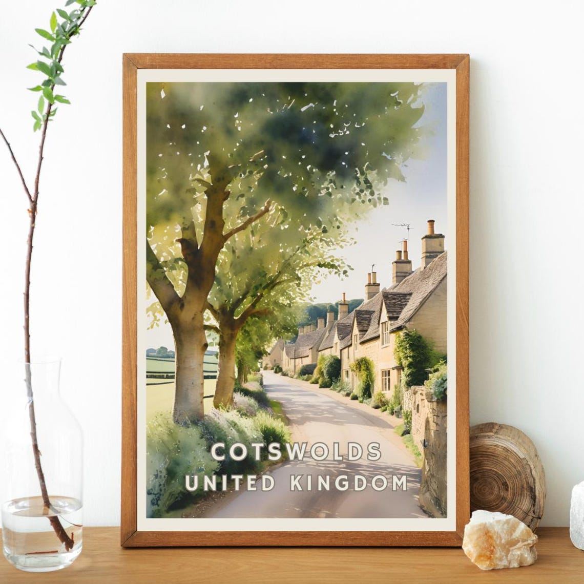 Cotswolds Uk Poster Countryside Village Print English Country Road Nature Art United Kingdom Travel Decor Rustic Cottage Wall Art - Image 3
