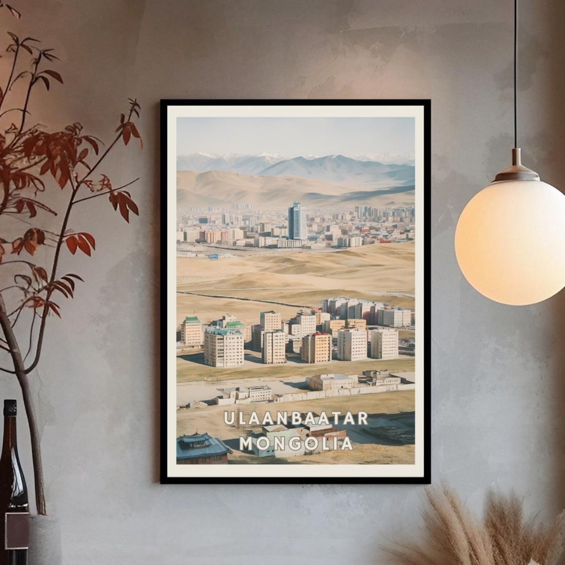 Ulaanbaatar Mongolia, Cityscape Mountain Decor - Image 3