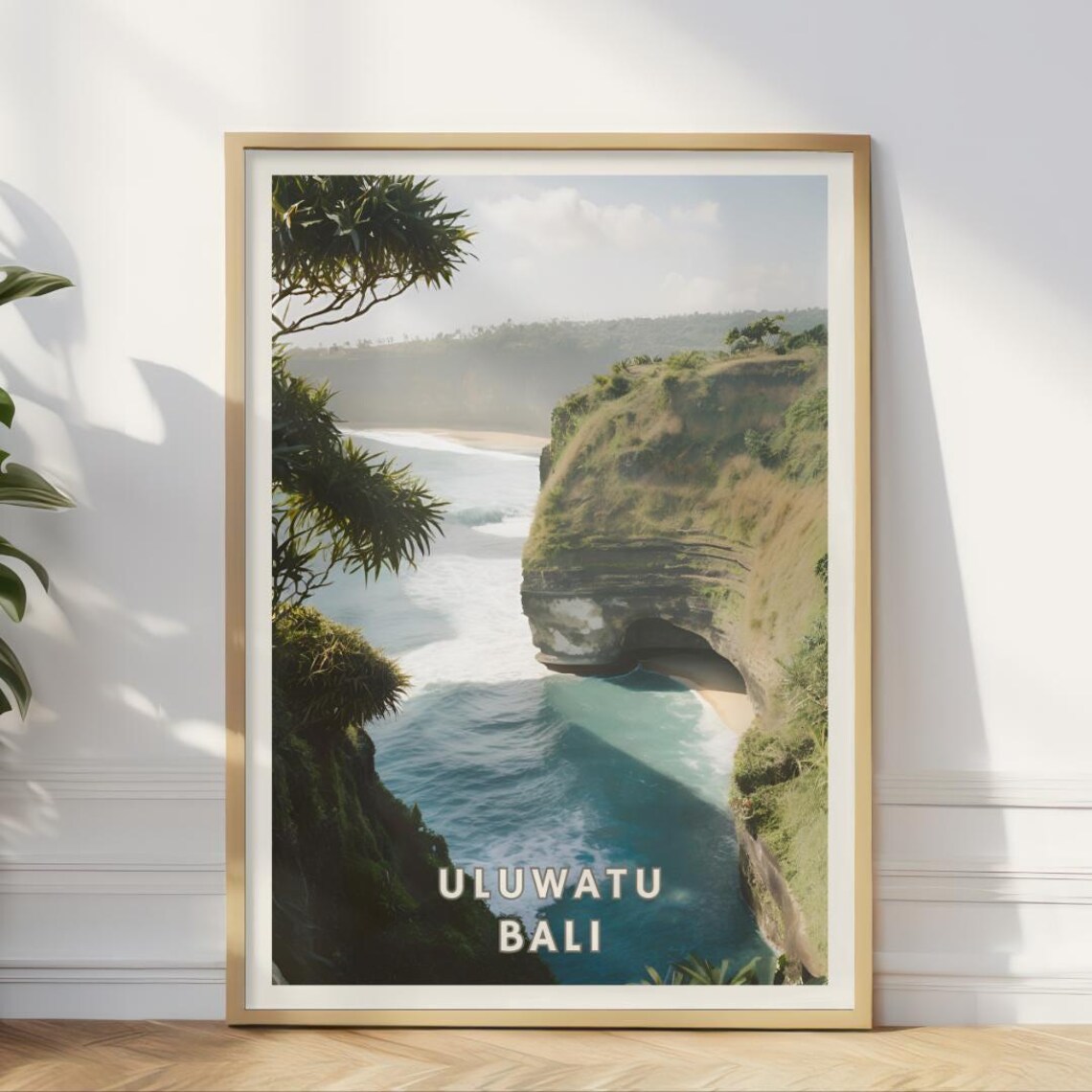 Uluwatu Bali Travel Poster, Tropical Cliffside Ocean