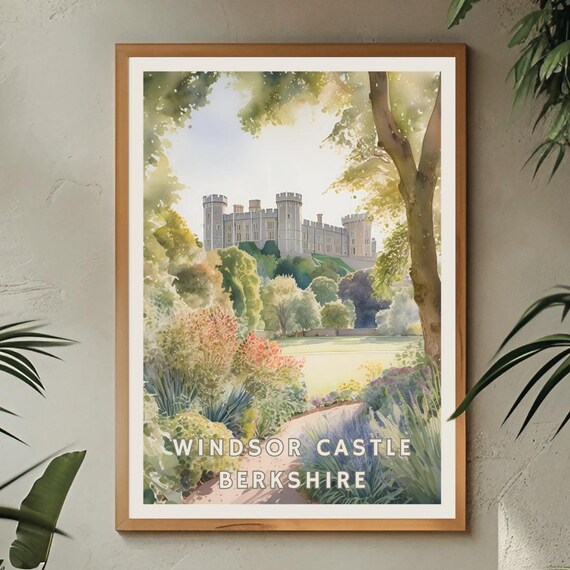 Windsor Castle Poster Berkshire England Wall Art Royal Residence Print English Heritage Decor Traditional British Scenic Uk Travel Gift