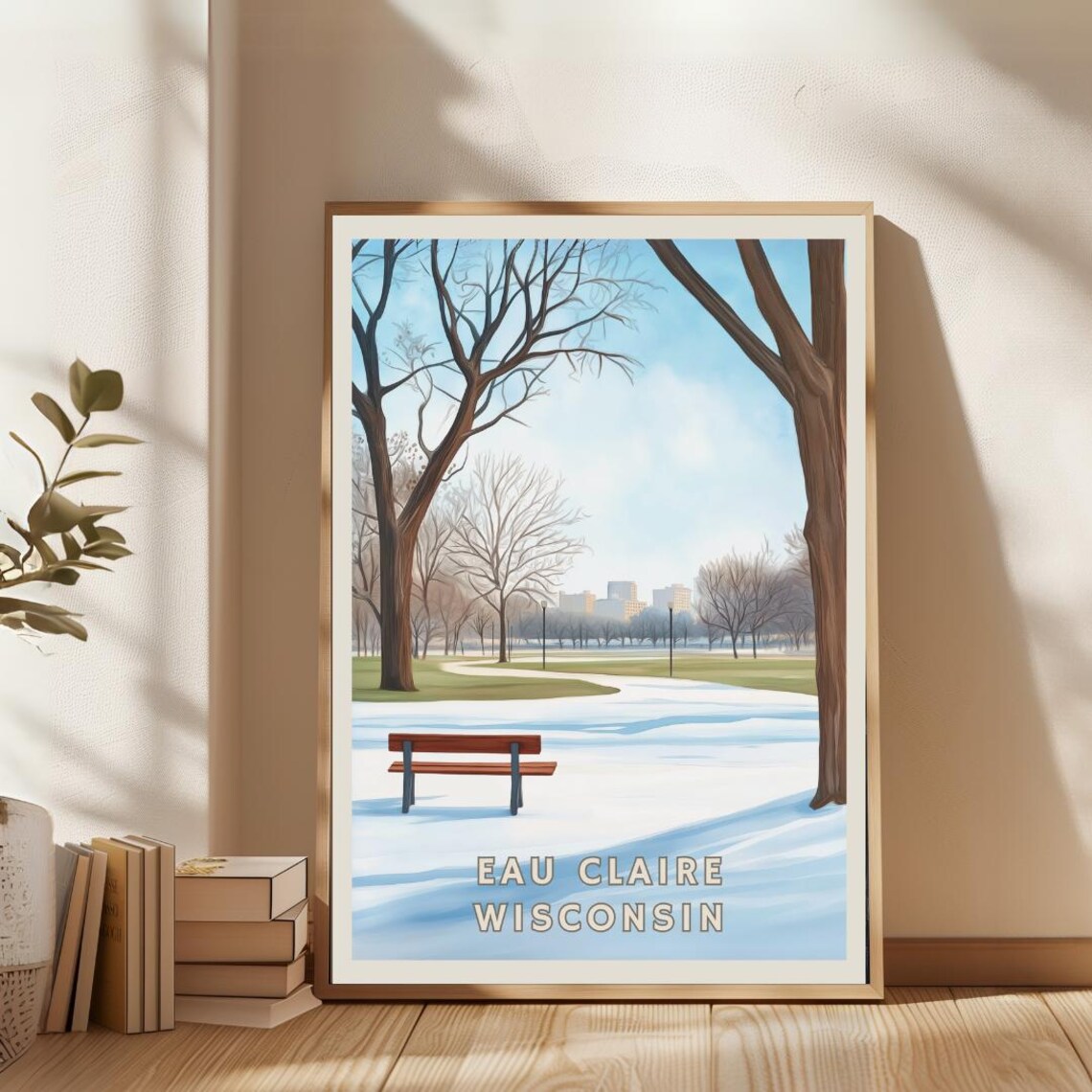 Eau Claire Wisconsin Winter Poster, Snowy City Park - Image 2