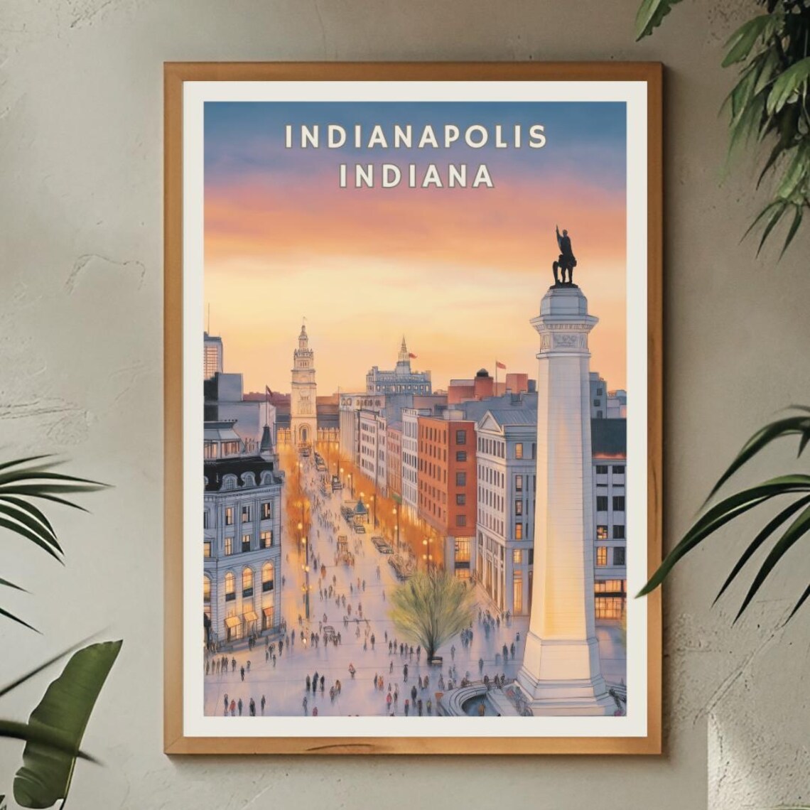 Indianapolis Indiana Poster, Monument Circle Skyline - Image 2