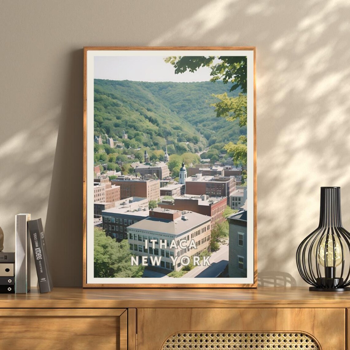 Ithaca New York Travel Poster, Scenic Cityscape - Image 3