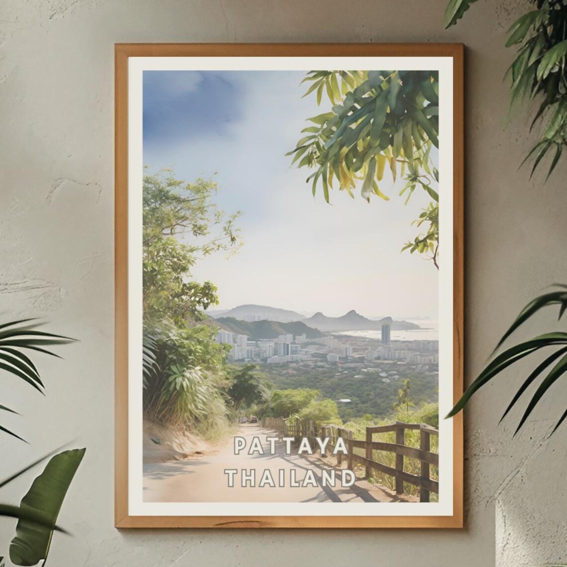 Pattaya Thailand Travel Poster, Tropical Cityscape - Image 3