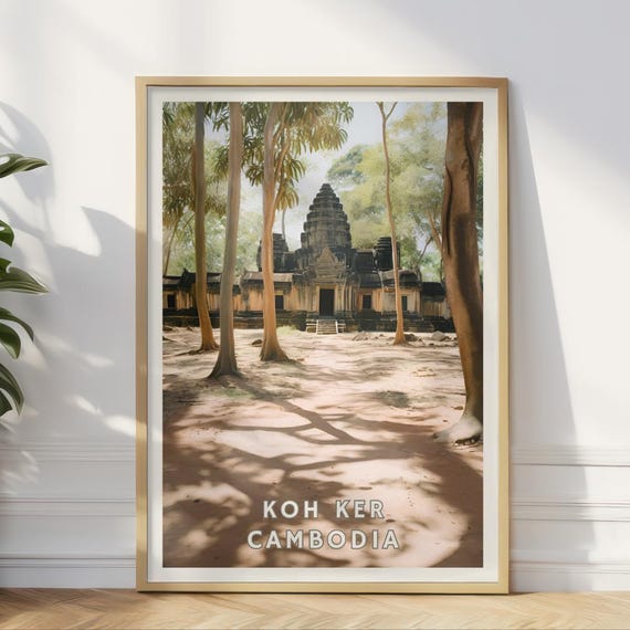 Koh Ker Cambodia Poster Ancient Temple Wall Art Khmer Empire Print Lost Jungle Ruins Decor Southeast Asia Travel Art