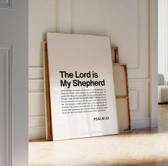 Psalm 23 Bible Verse Art Print, Christian Wall Art