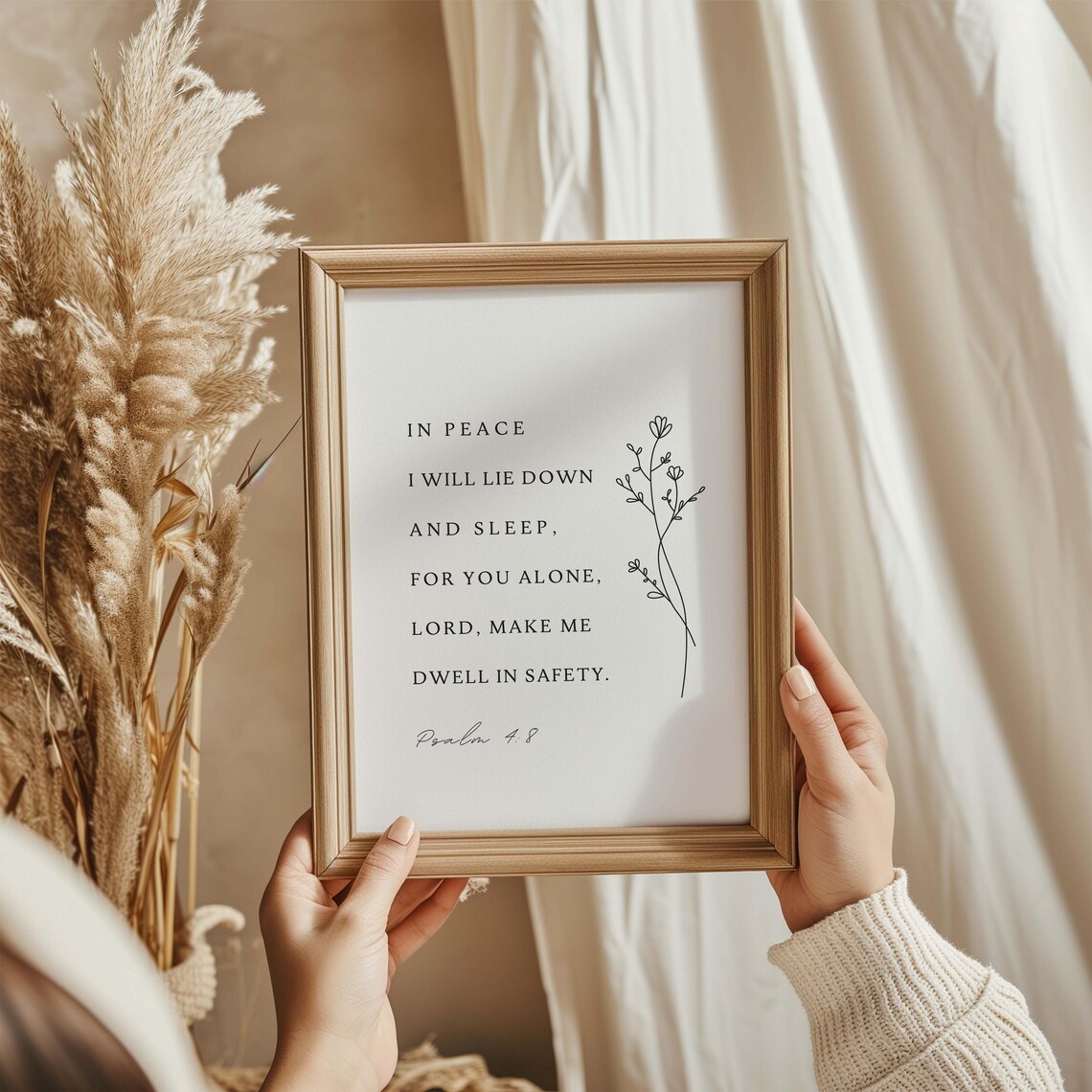 Psalm 48 Niv In Peace I Will Lie Down Sleep Print Christian Wall Art Bedroom Scripture Bible Verse