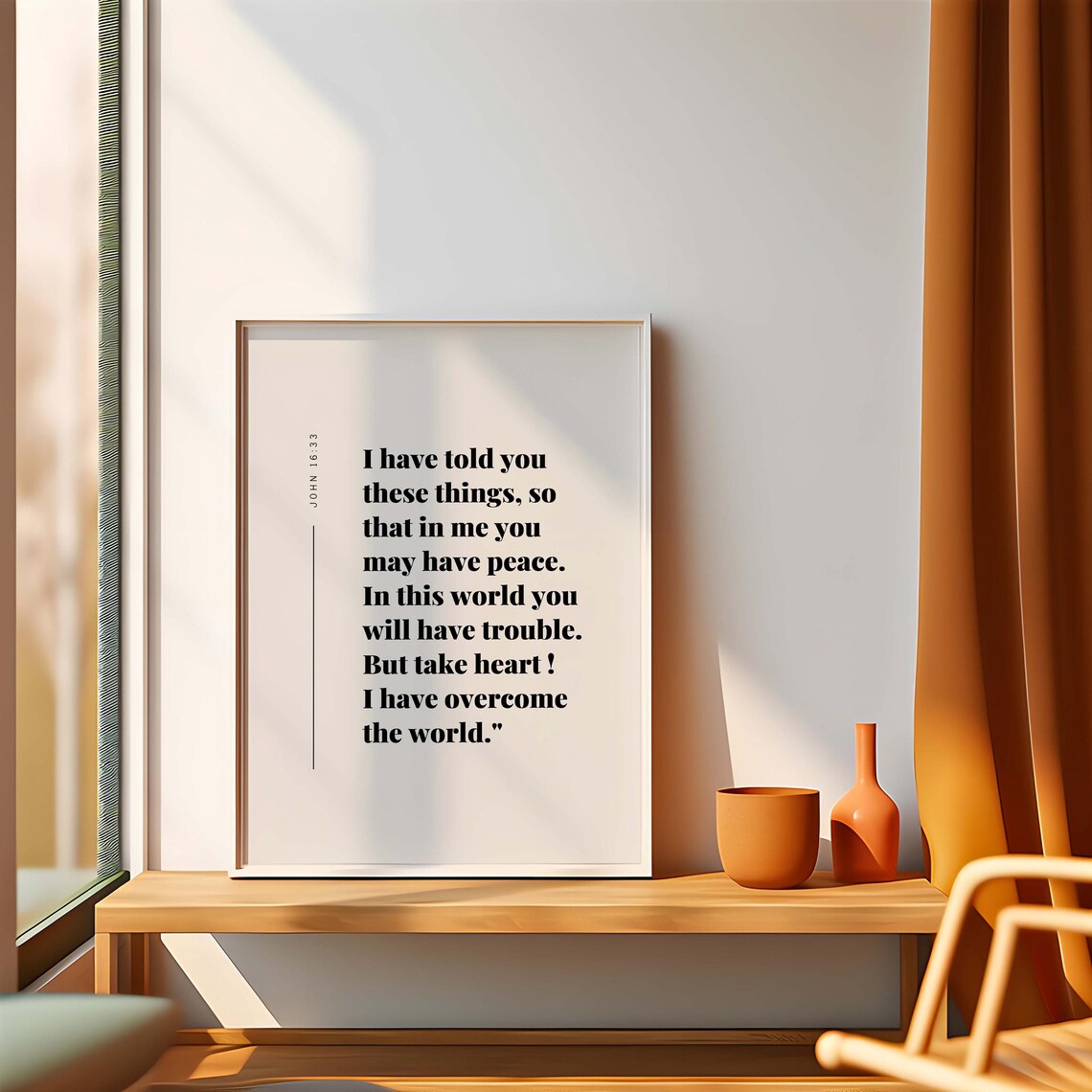 John 1633 Niv You May Have Peace I Overcome The World Bible Verse Wall Art Scripture Baptism Gift