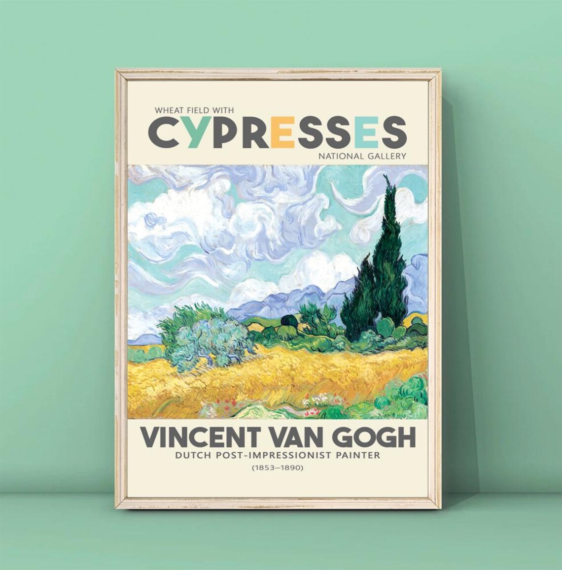 Vincent Van Gogh Wheat Field With Cypresses National Gallery Poster