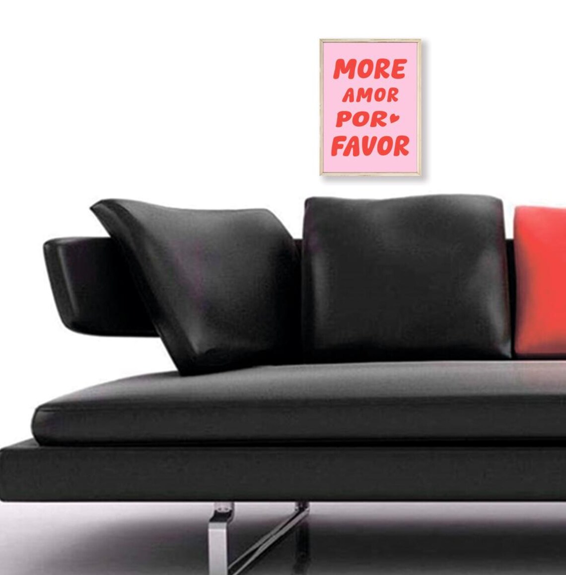 More Amor Por Favor Red On Pink Preppy Quote Poster With Heart - Image 3