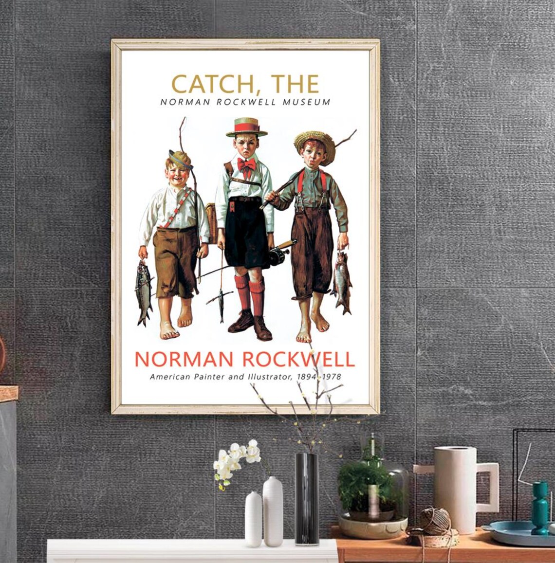 Norman Rockwell Fishing Children Art Print - Image 3