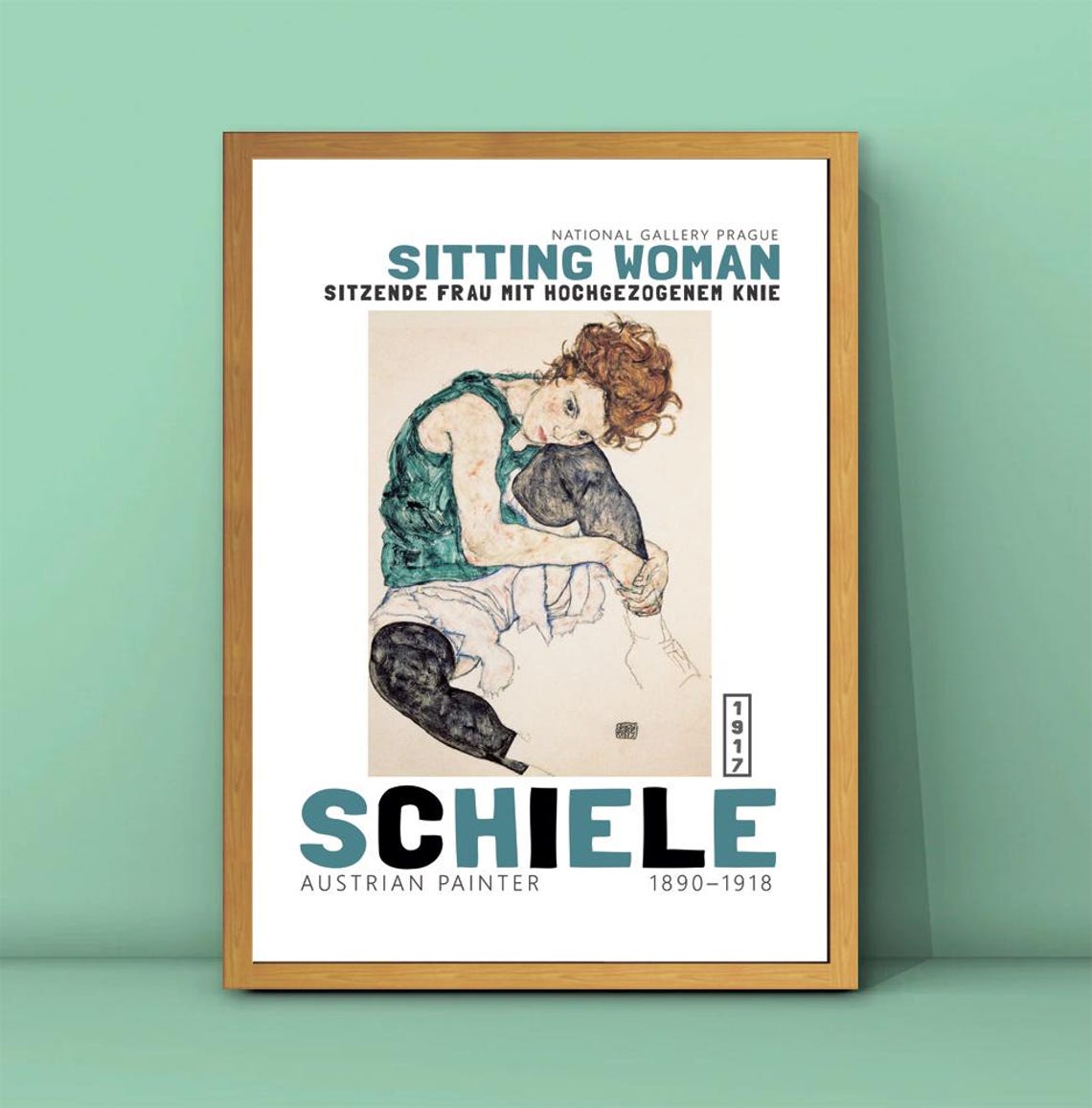Egon Schiele Sitting Woman Raised Knee 1917 Figure Study Poster