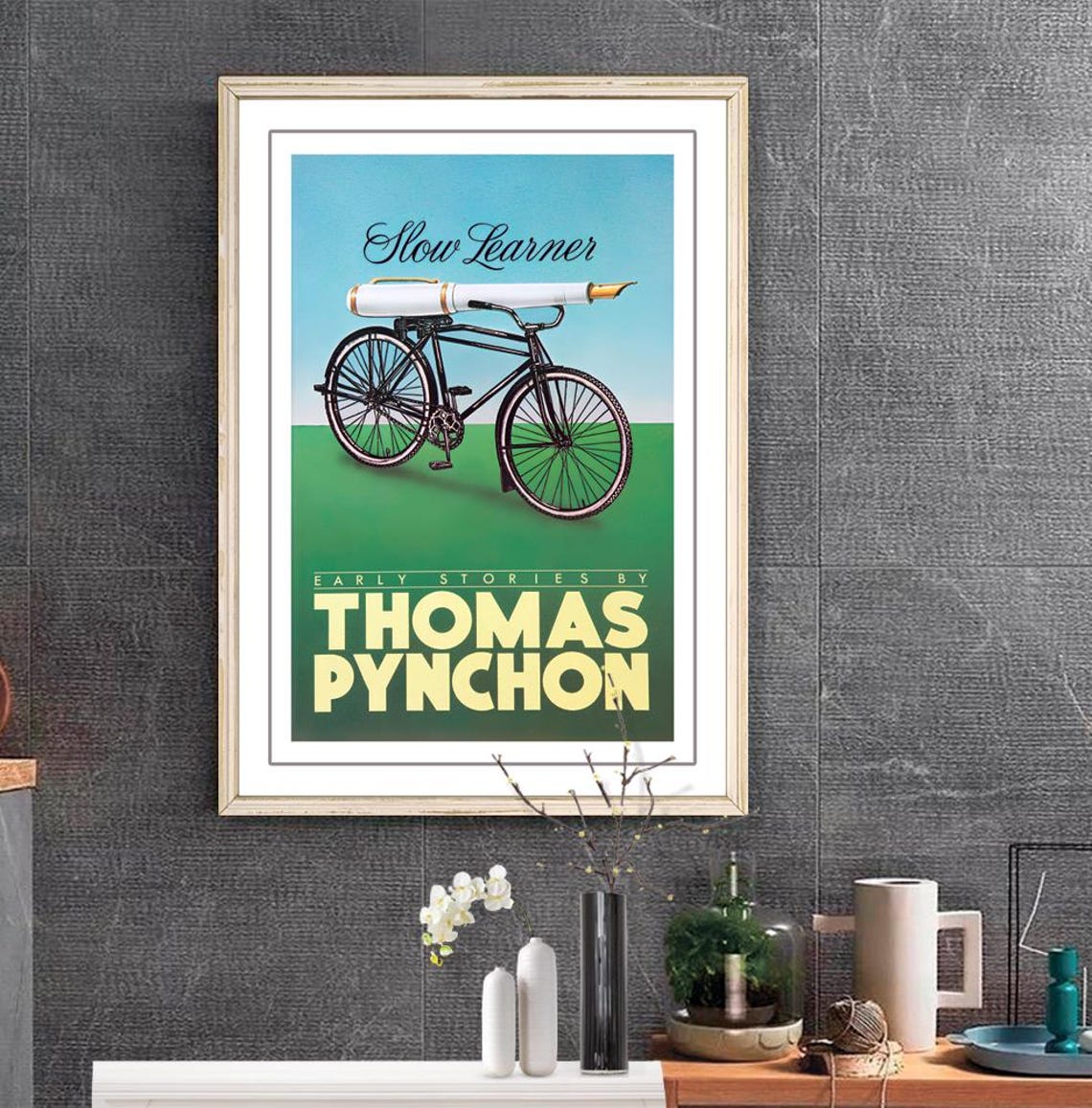 Thomas Pynchon Slow Learner Book Cover Bicycle Pen Literature Poster - Image 3