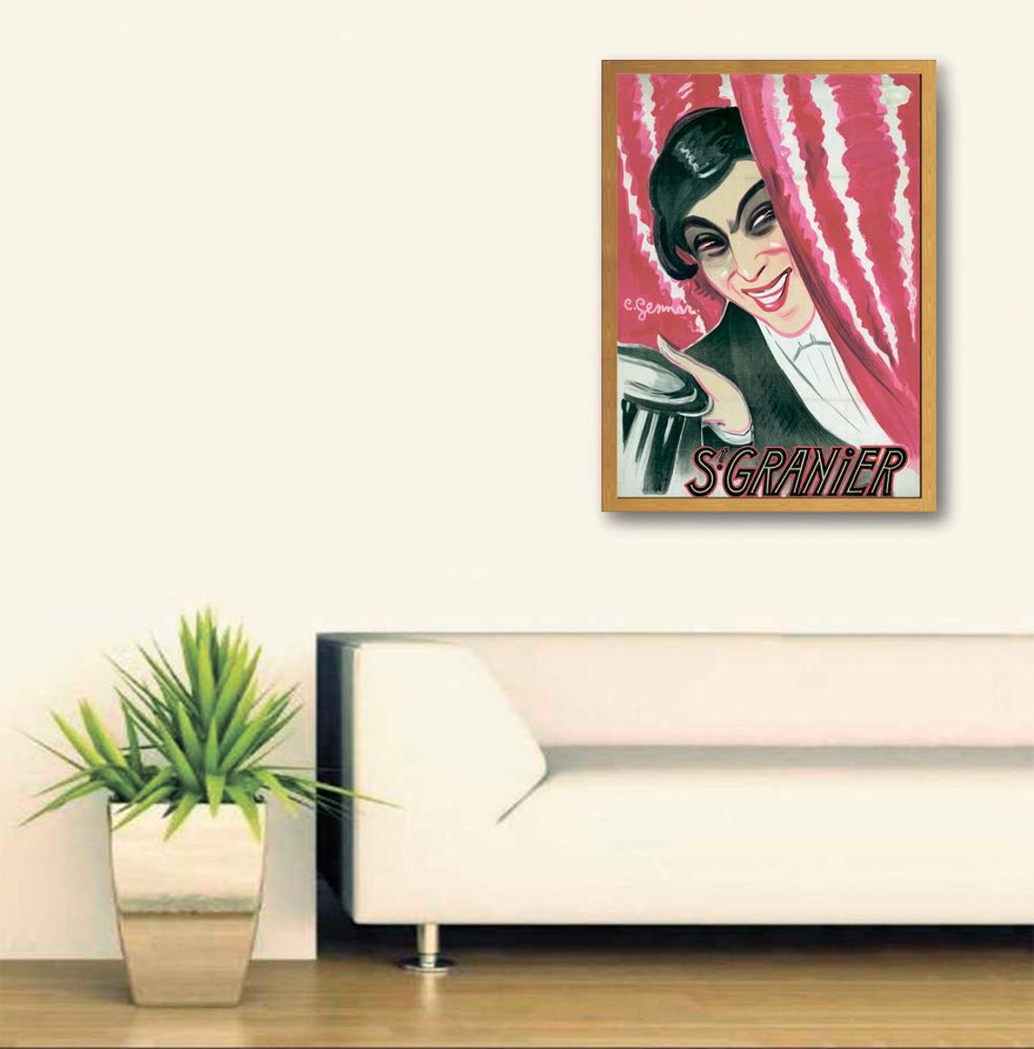 St Granier Charles Gesmar French Cabaret Red Curtain Art Poster - Image 3