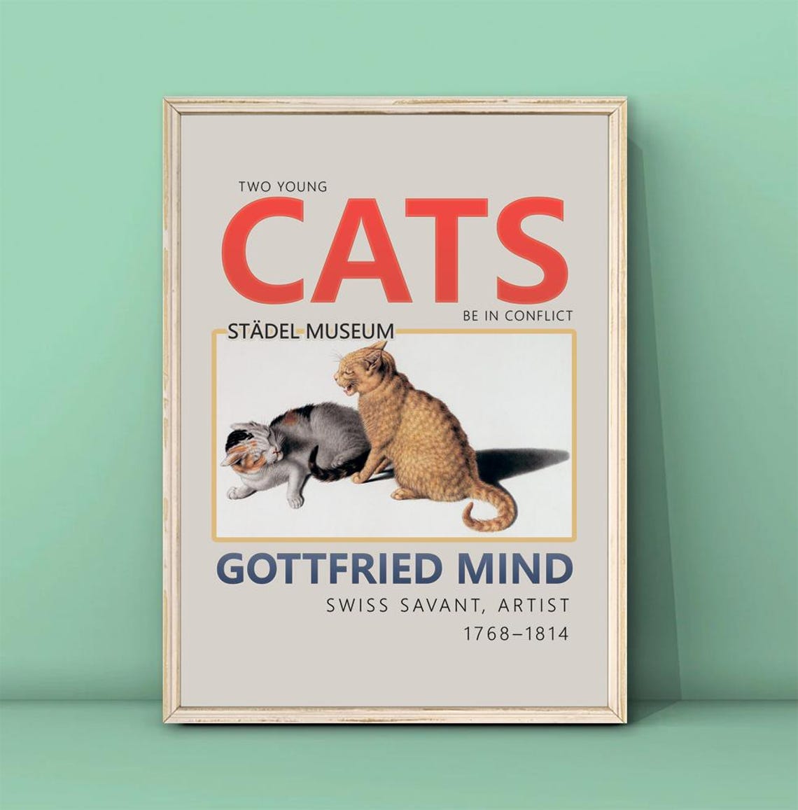 Gottfried Mind Two Young Cats Vintage Cat Illustration Art Poster
