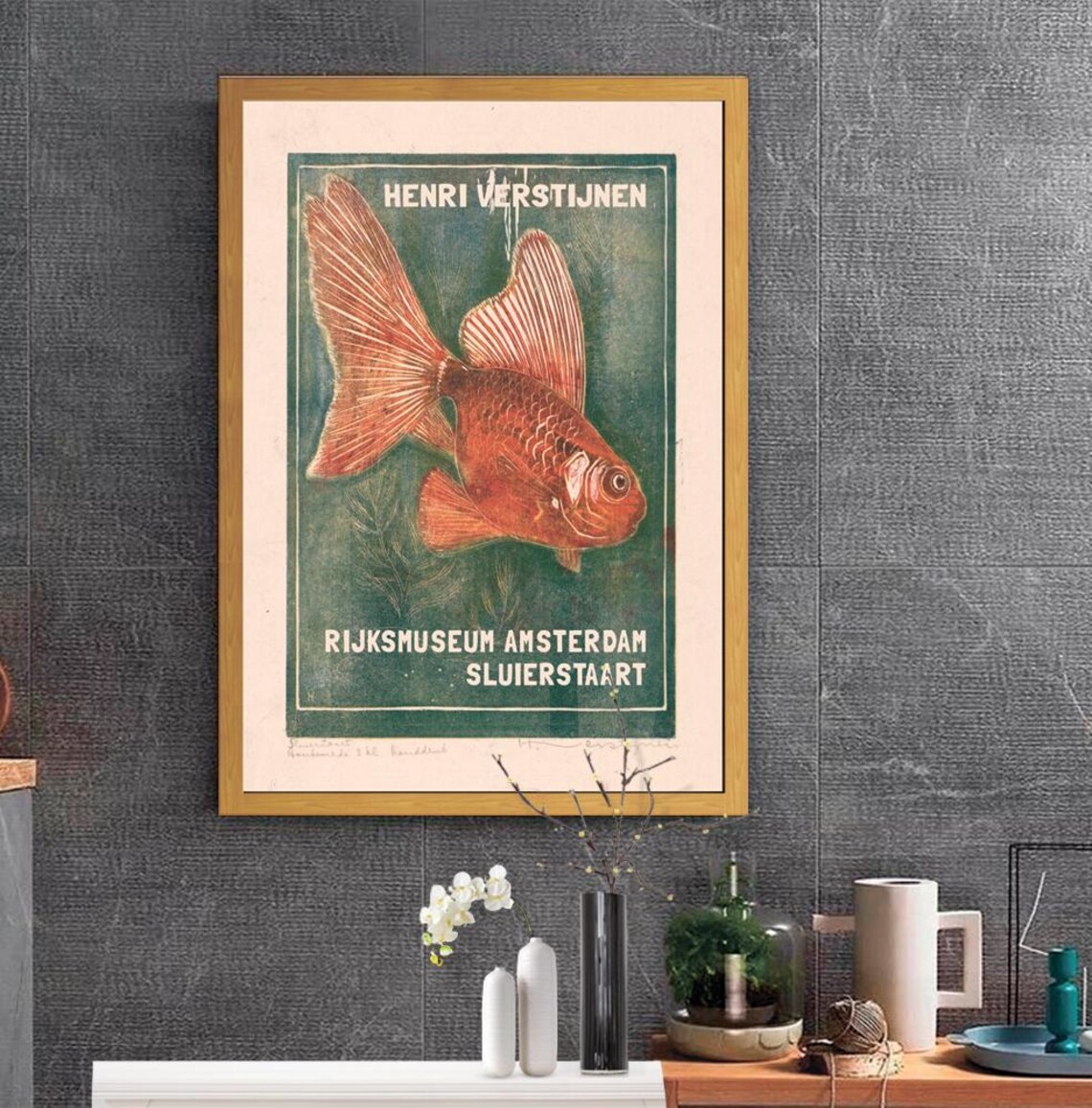 Henri Verstijnen Sluierstaart Goldfish Rijksmuseum Woodcut Poster - Image 2