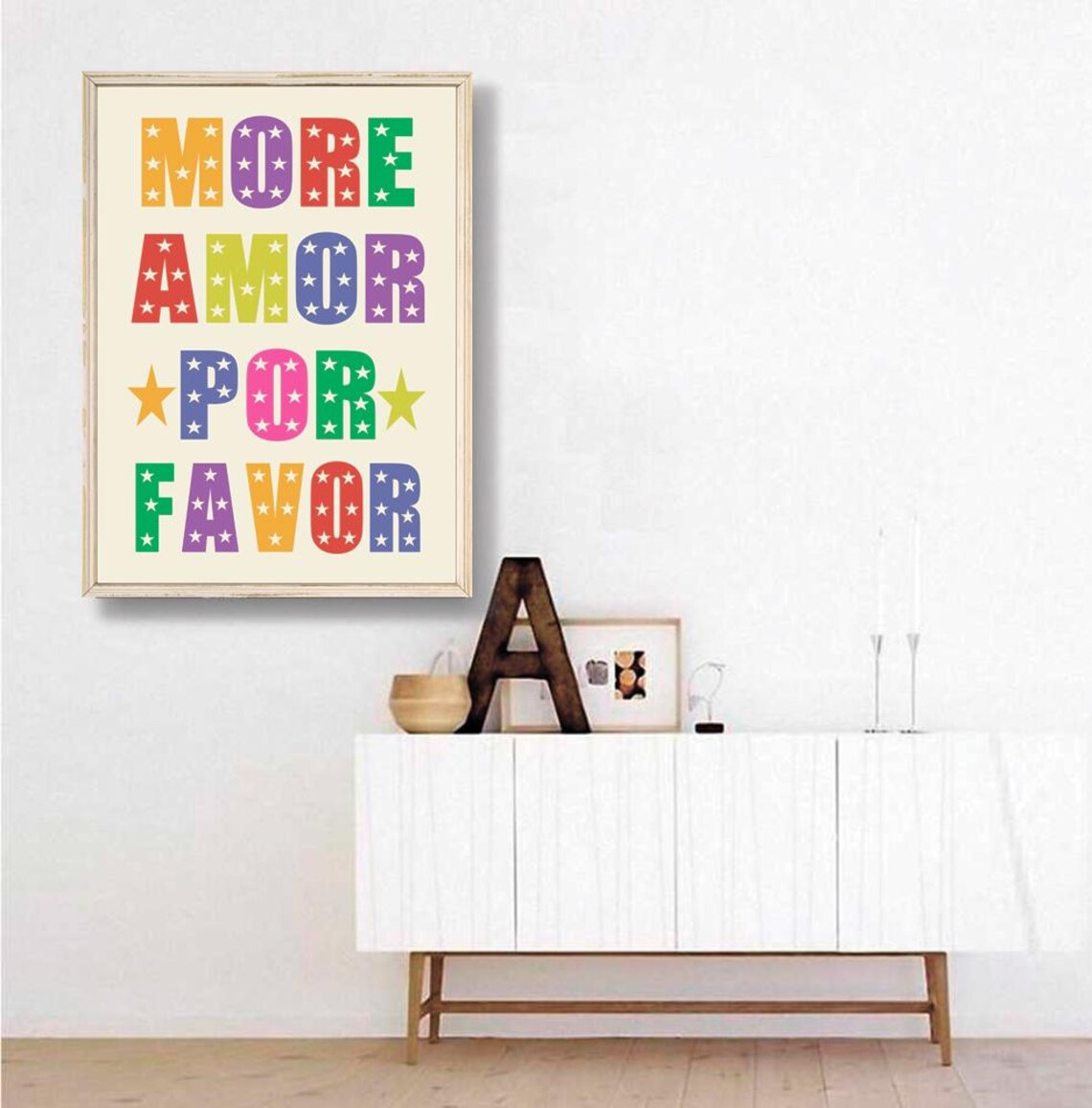 More Amor Por Favor Rainbow Star Lettering Poster Maximalist Bold Typography - Image 2