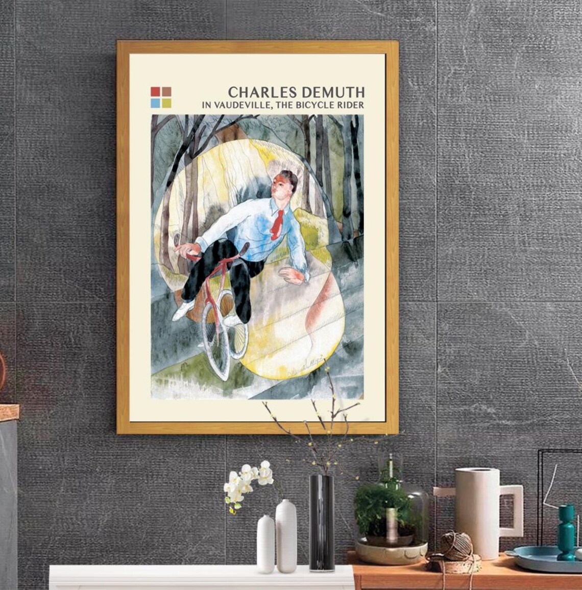 Charles Demuth Bicycle Rider Vaudeville Watercolor Art Poster