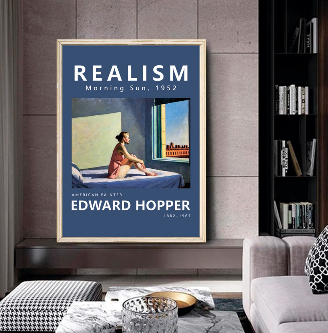 Edward Hopper Morning Sun 1952 Realism Exhibition Navy Art Poster - Image 2