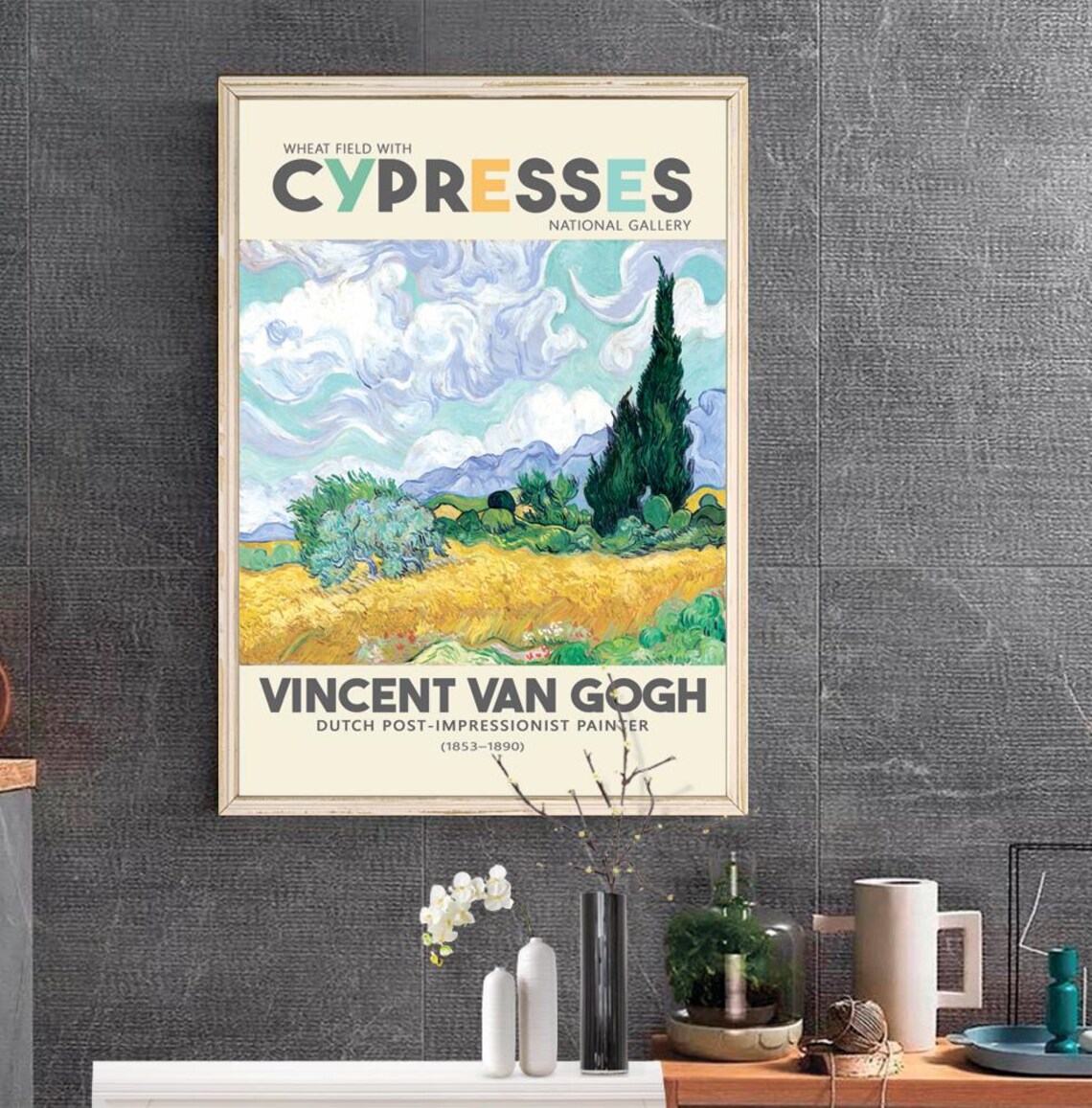 Vincent Van Gogh Wheat Field With Cypresses National Gallery Poster - Image 2