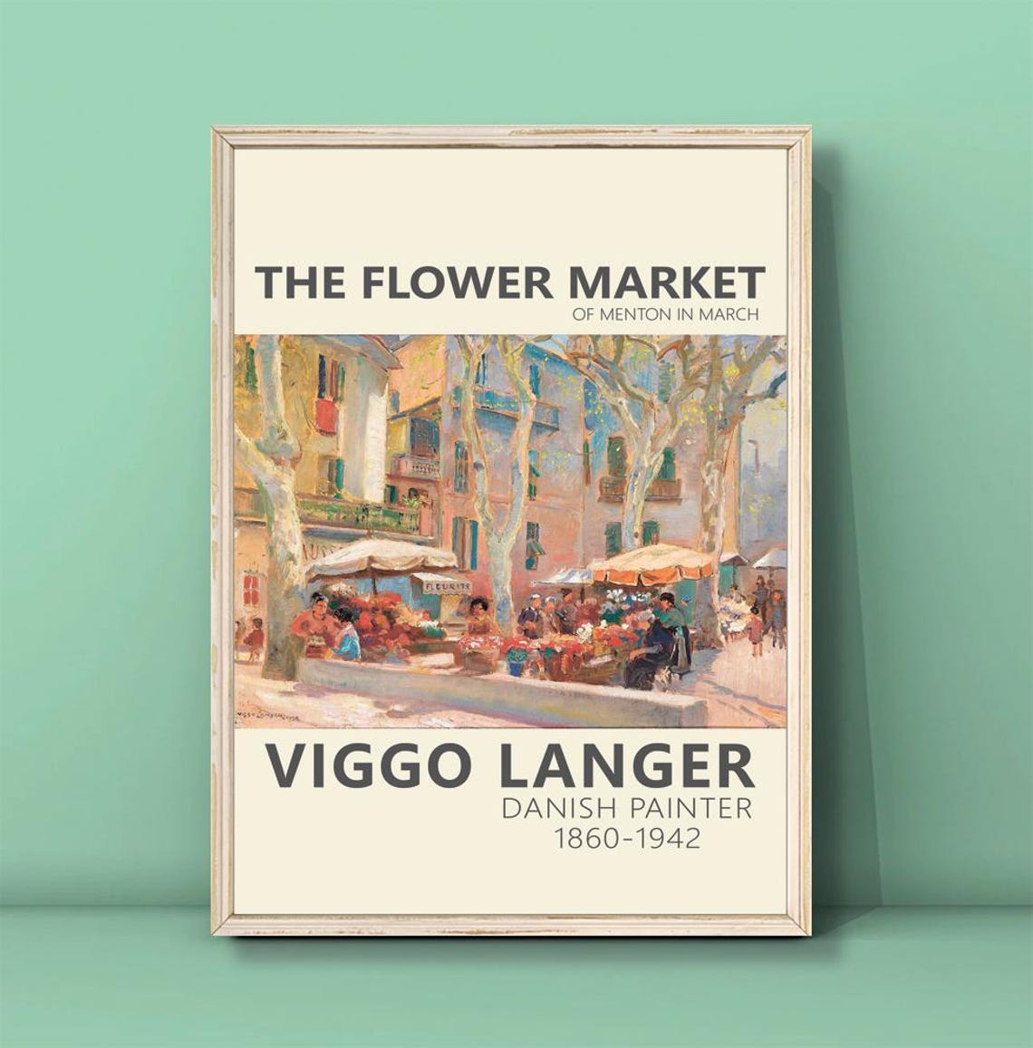 Viggo Langer Flower Market Of Menton In March Print The Flower Market Poster Langer Painting Flower Print Langer Landscape Download