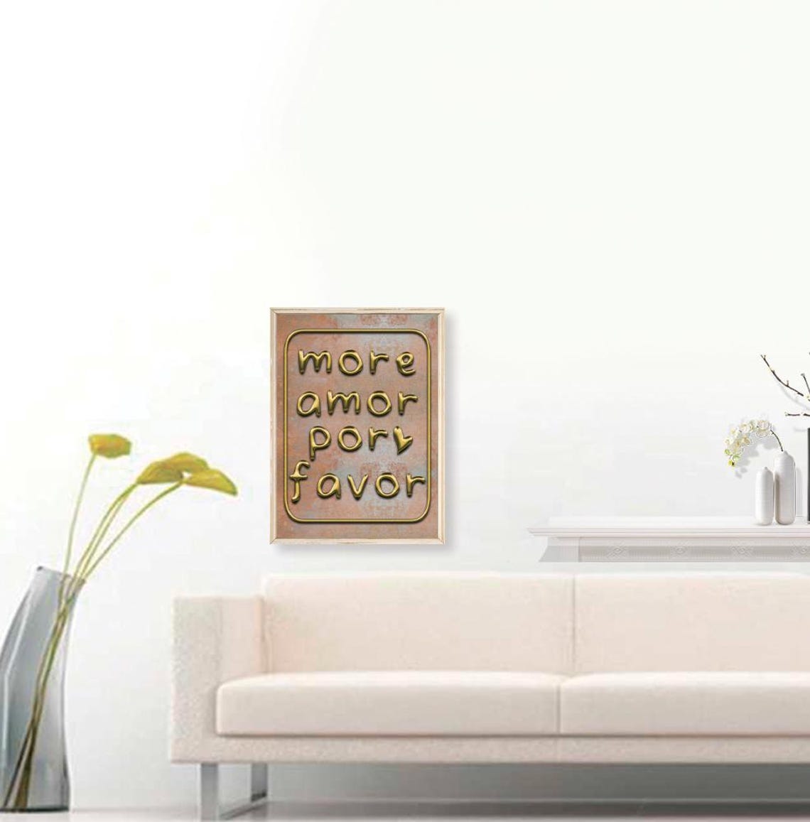 More Amor Por Favor Print Maximalist Poster More Amor Por Favor Wall Art Eclectic Wall Art Love Quote Gold Effect Print Download - Image 3