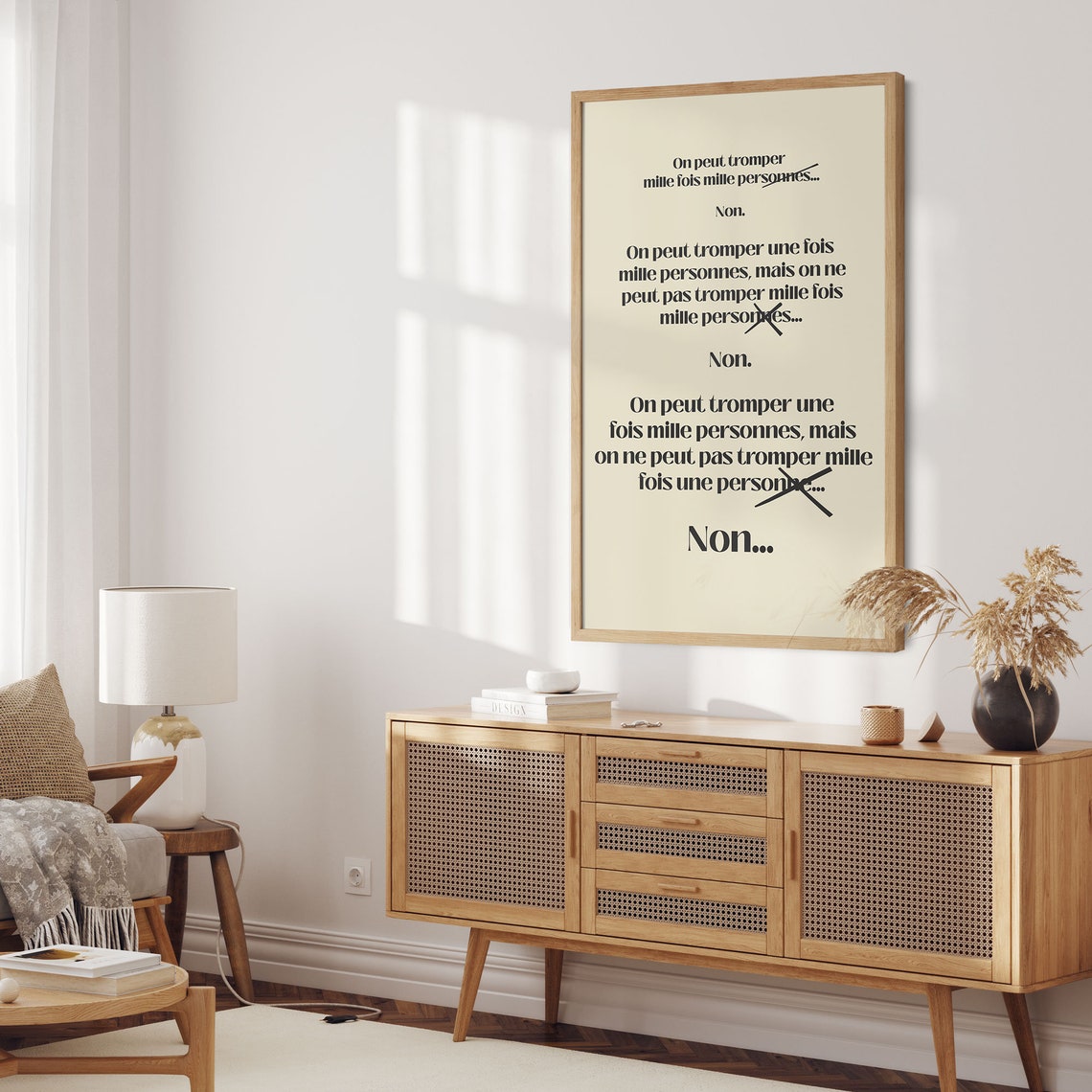 French Tromper Quote Typography Witty Corrected Text Cream Poster - Image 2