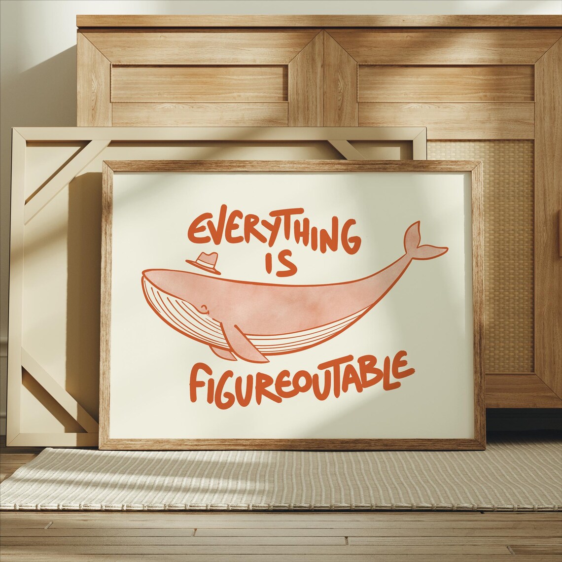 Everything Is Figureoutable Whale Illustration Coral Kids Art Poster - Image 3