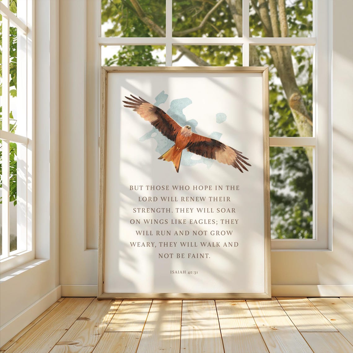 Isaiah 4031 English Wings Like Eagles Renew Strength Scripture Poster