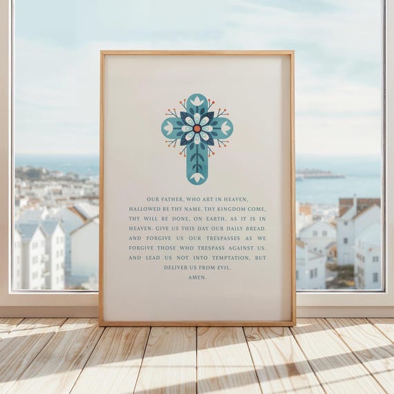 Our Father Who Art In Heaven Hallowed Be Thy Name The Lords Prayer Print Bible Verse Wall Art Scripture Poster Christian Decor