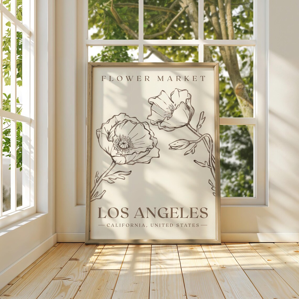 Flower Market Los Angeles California Poppy Minimalist Line Art Poster - Image 5