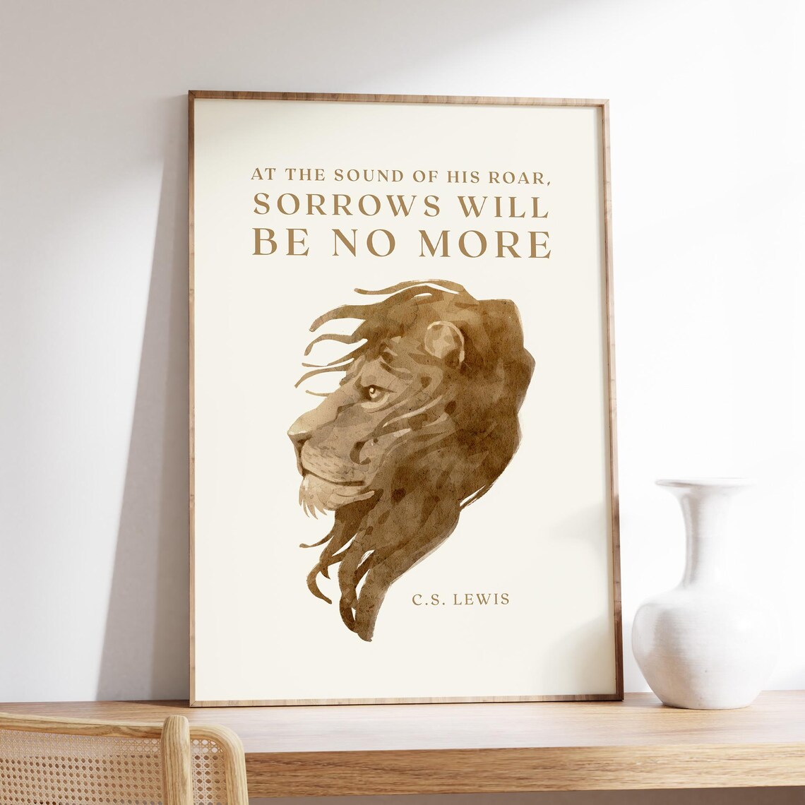 CS Lewis Aslan Lion Courage Quote Roar Watercolor Narnia Art Poster - Image 5