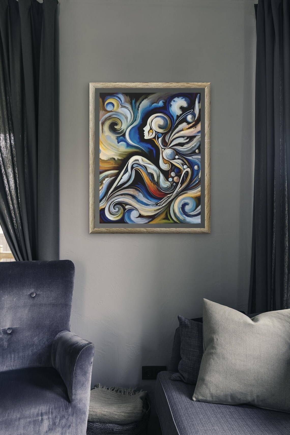 Mystical Abstract Goddess Surreal Painting Cosmic Fantasy Wall Art - Image 2