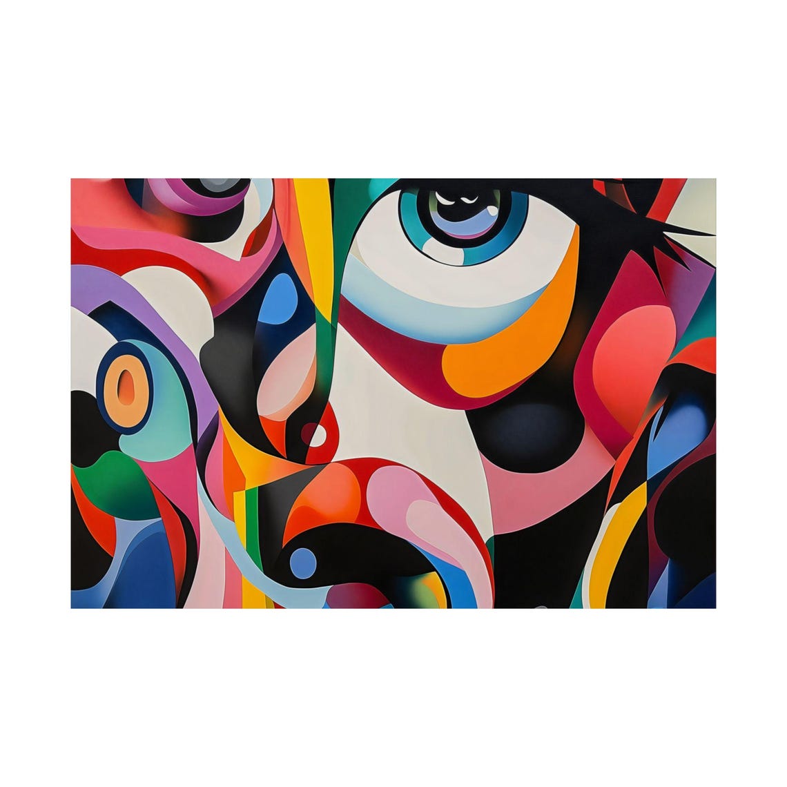 Vivid Abstract Face Painting With Swirling Rainbow Colors Poster - Image 2