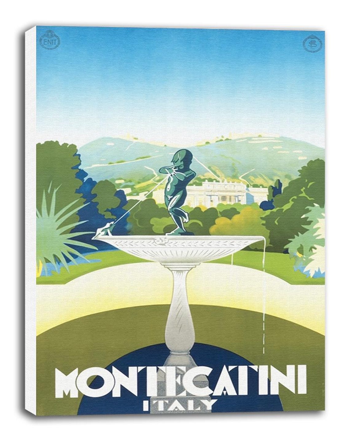 Montecatini Italy Thermal Spa Fountain Gardens Vintage Travel Poster - Image 2
