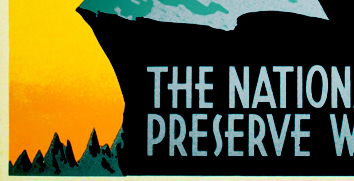 National Parks Preserve Wild Life Bighorn Sheep WPA Sunset Poster - Image 2