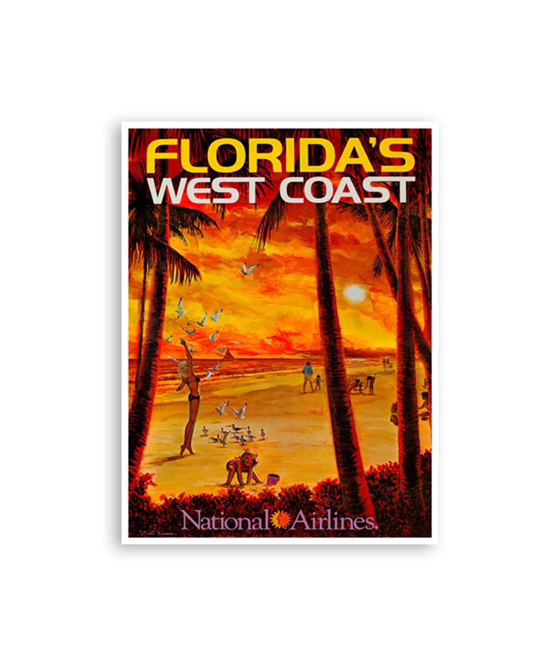 Florida West Coast Travel Poster, Retro Art Print