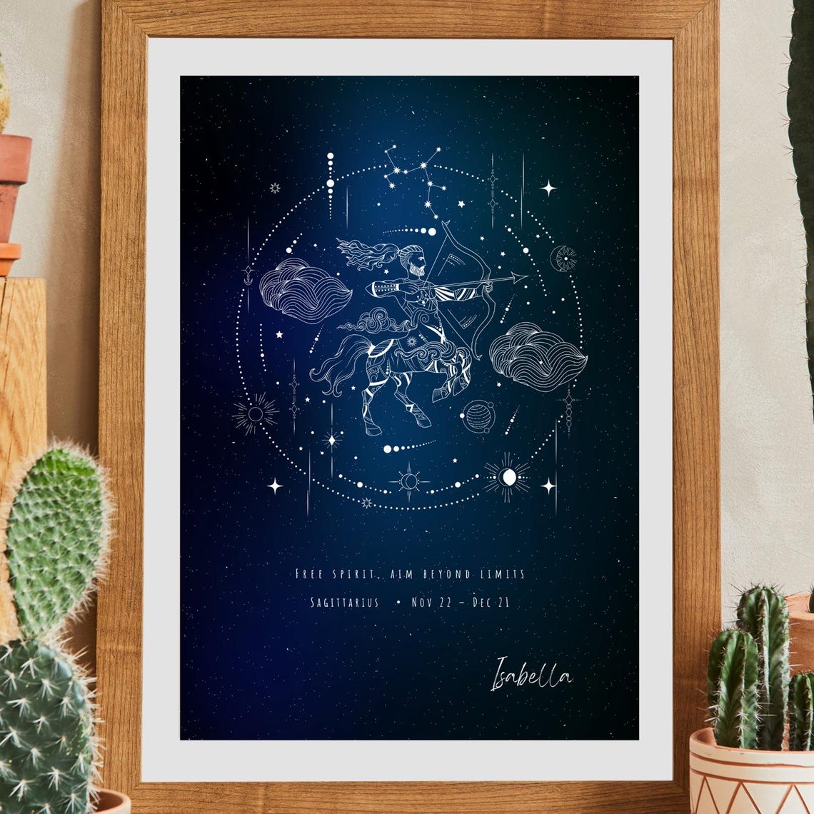 Sagittarius Zodiac Archer Centaur Constellation Starry Night Poster