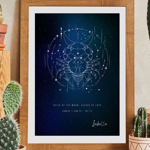 Custom Cancer Zodiac Constellation Print Personalized Astrology Art