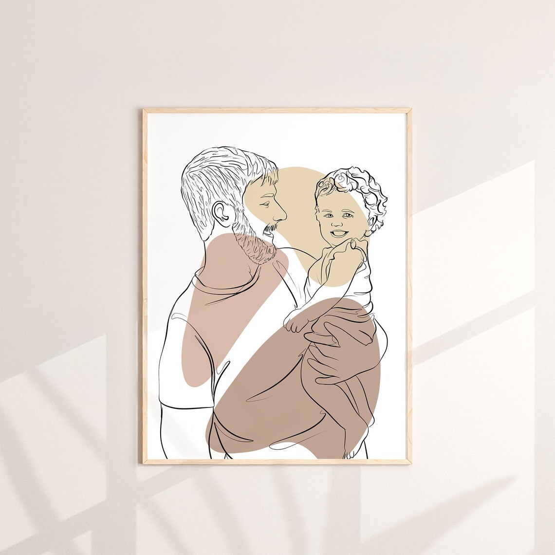 Santa Family Est 2024 Minimalist Line Drawing Trio Portrait Poster - Image 2