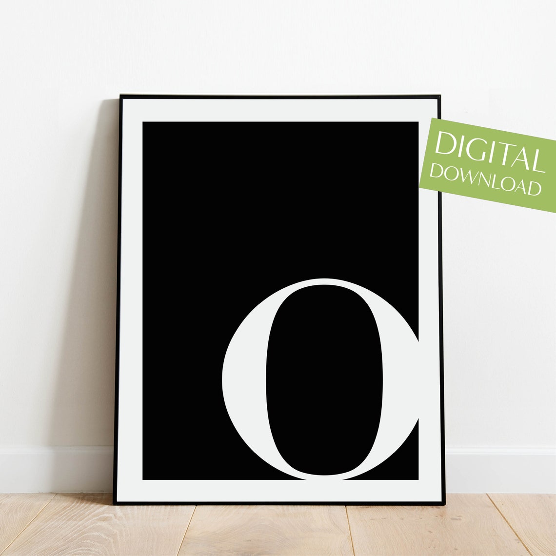 Letter O Bold White Serif On Black Minimalist Typography Poster
