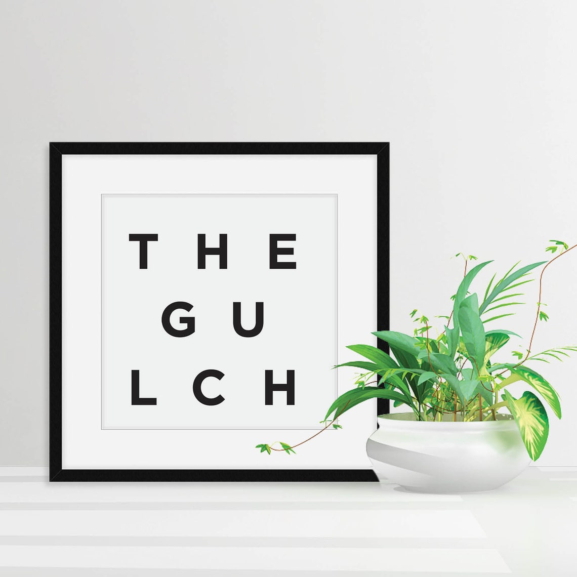 The Gulch Grid Typography Neighborhood Name Black White Poster - Image 3