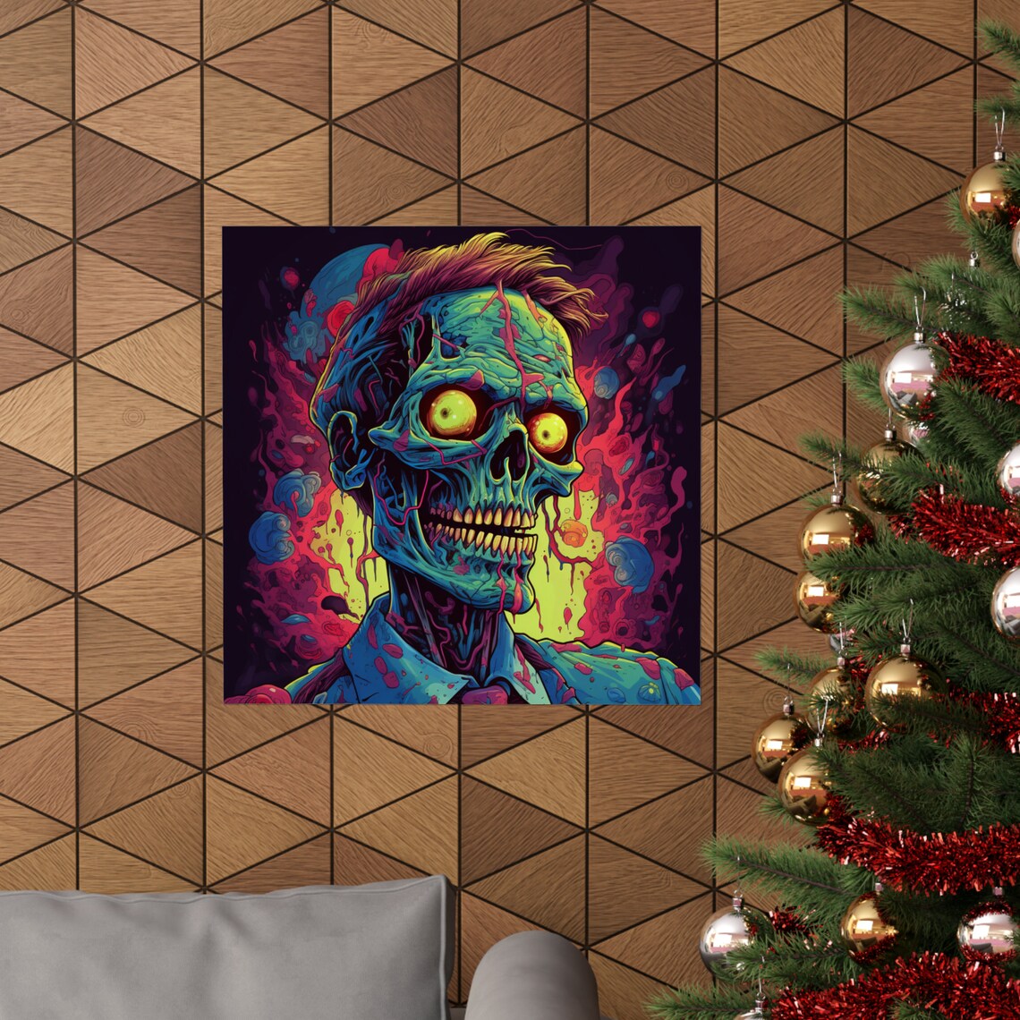 Creepy Eyes Zombie Skeleton, Rainbow Zombie Poster - Image 4