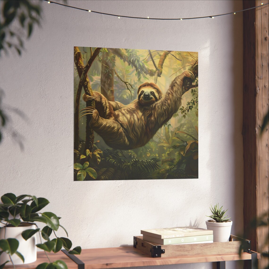 Sloth Swinging From The Trees, Funny Jungle Poster