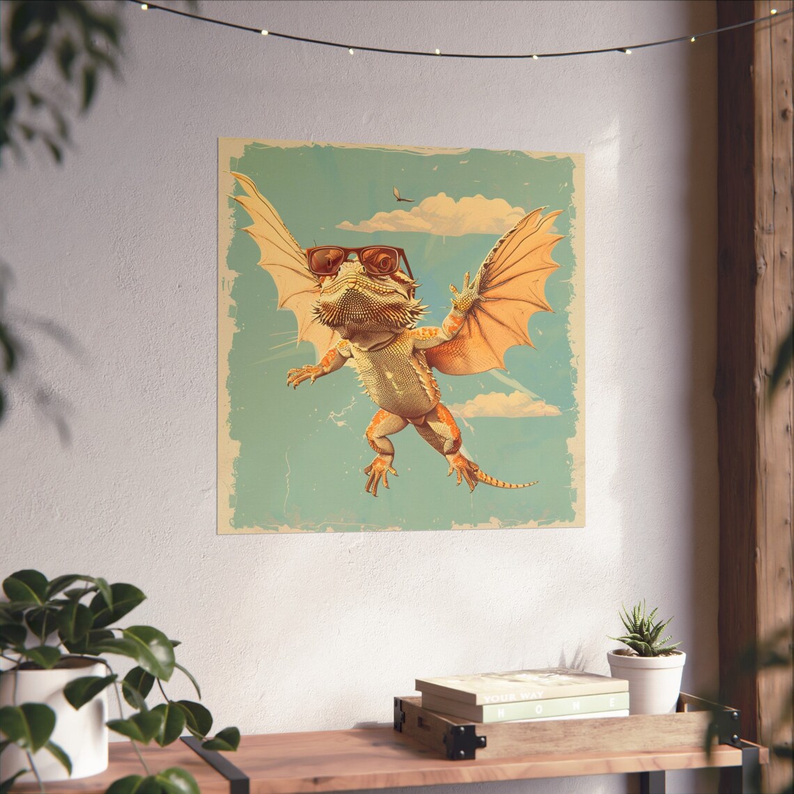 Vintage Flying Bearded Dragon Poster, Humor - Image 3