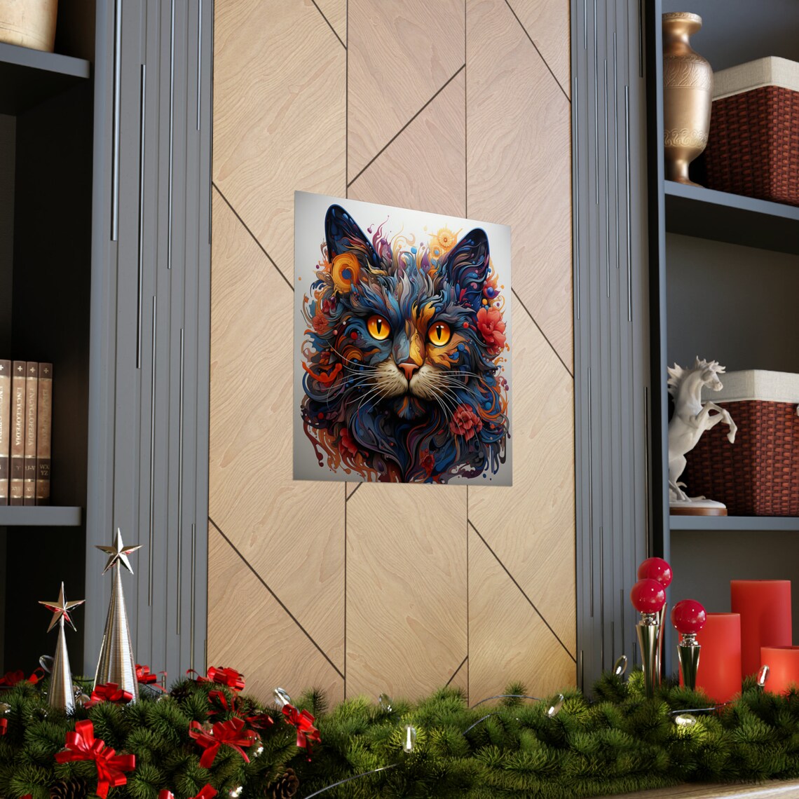Rainbow Cat 2, Psychedelic Cat Art Print - Image 2