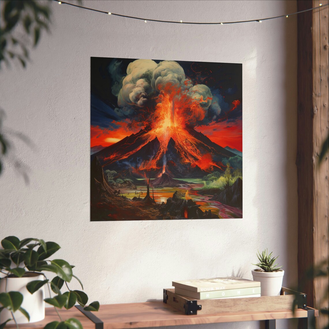 Prehistoric Volcanic Eruption, Van Gogh Style Poster