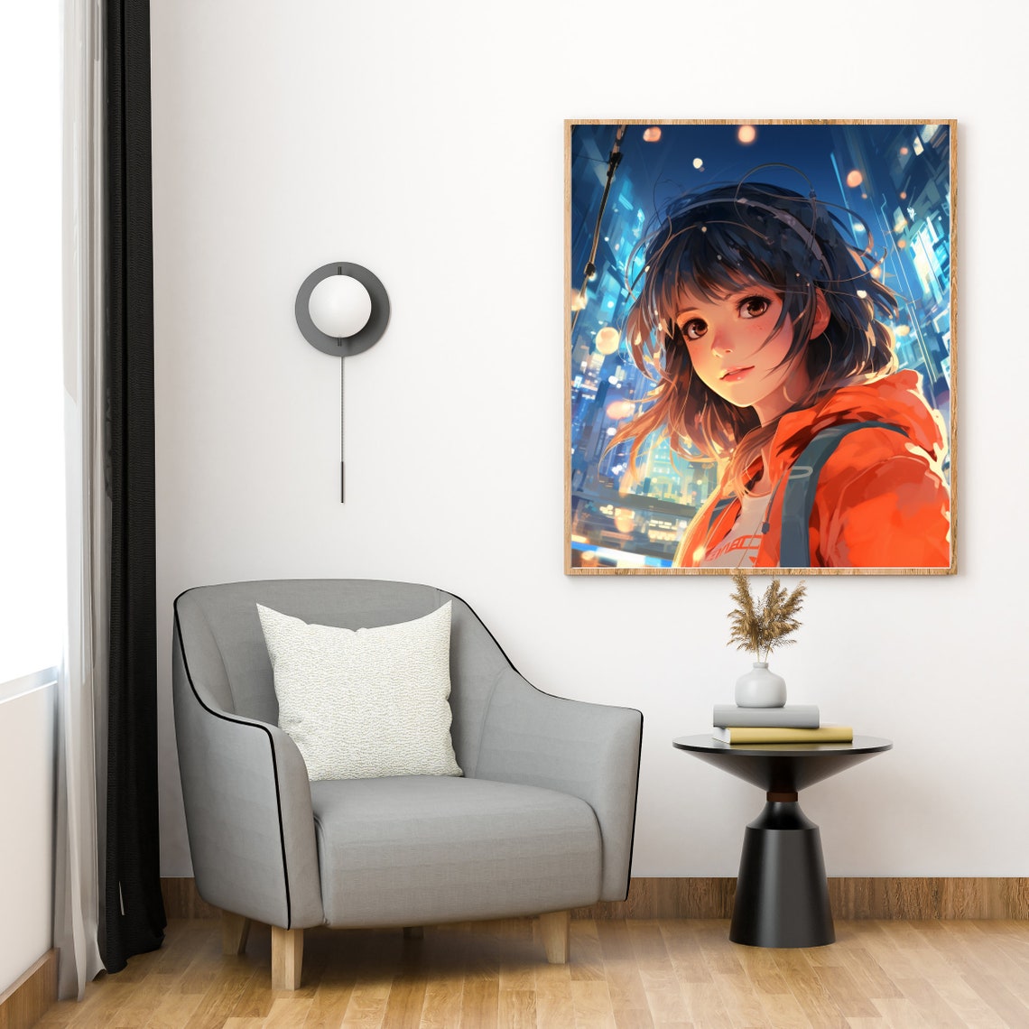 City Girl Shy Anime Girl, Modern Art