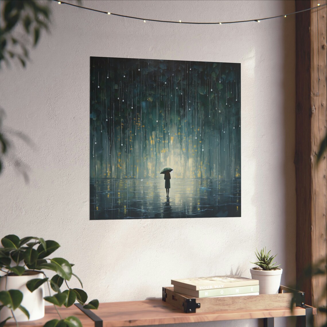 Downpour, Post-Impressionism Rainy Night Art Print